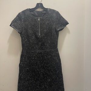 Karen Millen Tweed Dress Leather Trim